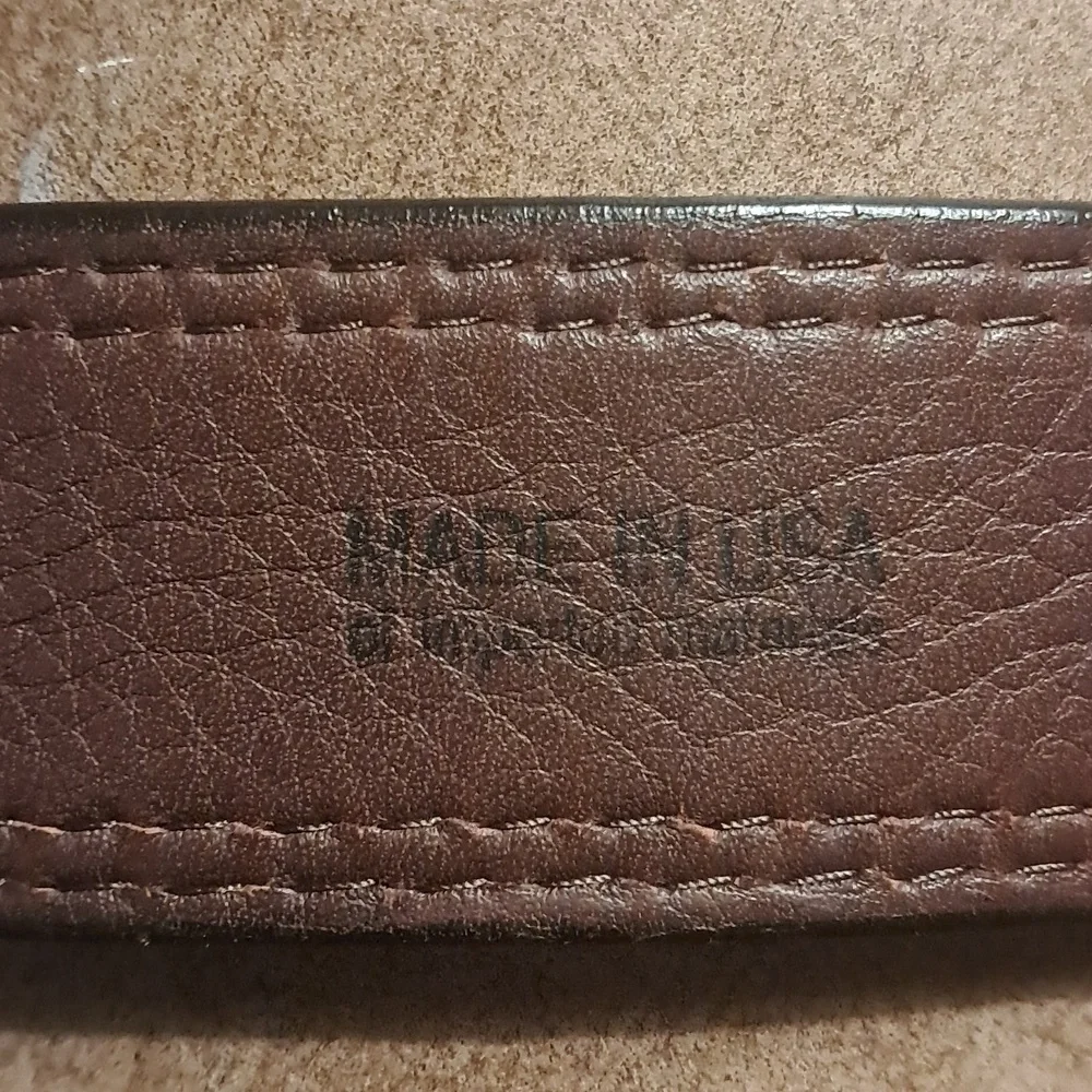 Lejon Men's Bison Leather Black Belt Made In America Sz 48 Western Cowboy Rustic